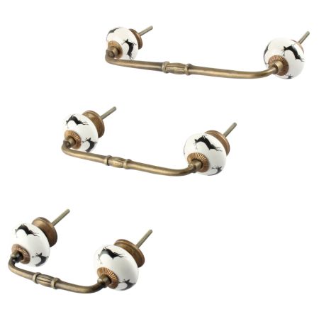 Black Running Rein Deer Pattern Ceramic Bridge Handle