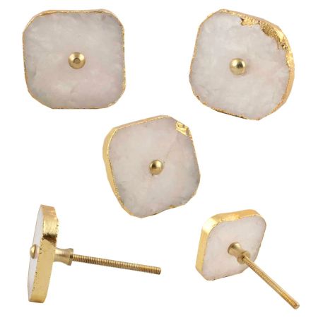 Pink Rose Square Quartz Stone Cabinet Knob Online