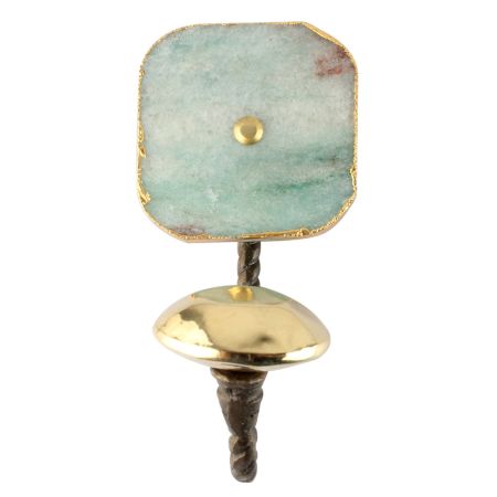 Green Square Quartz Stone Wall Hook in Antique Fitting