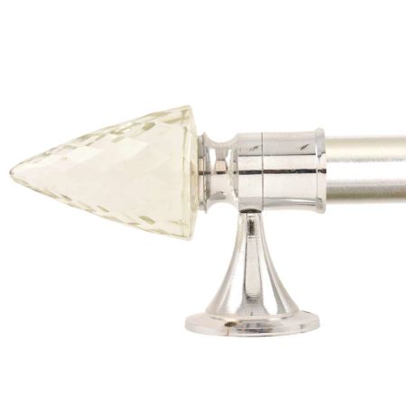 Set Of 2 Conical Crystal Curtain Pole Finials With Golden Brass Bracket