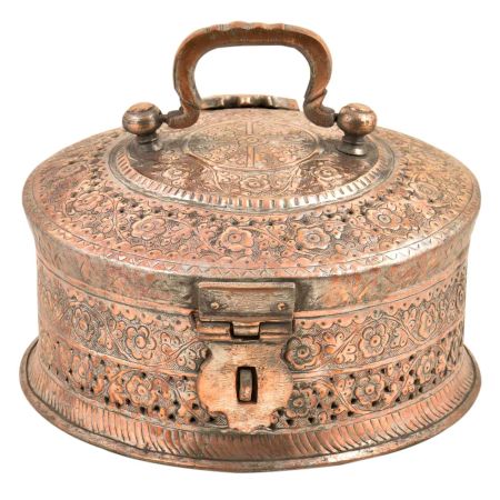 Vintage Large Mughal Style Copper Pandan Betel Box