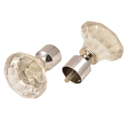 Cut Crystal Curtain Rod Finials Glass For Curtain Rods In Pair