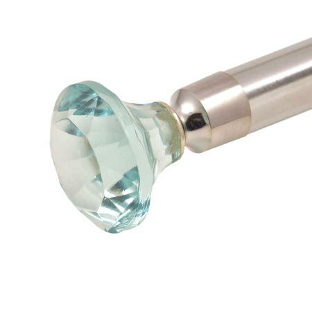 Blue Cut Crystal Curtain Rod Finials Glass For Curtain Rod In Pair