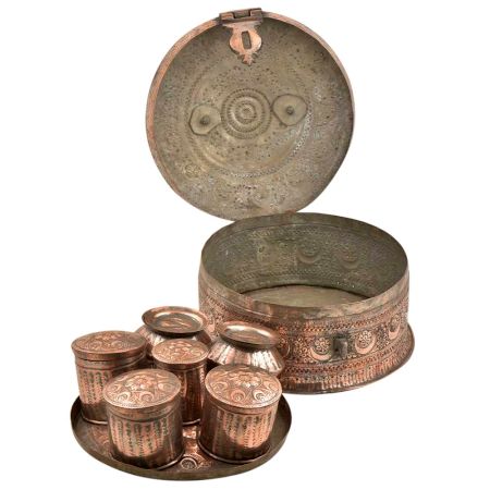 Indian Carved Copper Betel Nut Box