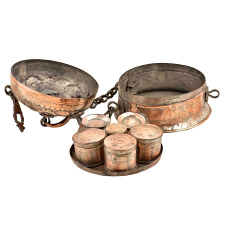 Copper Dome Shaped Indian Betal Nut Box With Handle