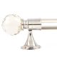 Set Of 2 Transparent Globe Crystal Curtain Pole Finials With Silver Brass Bracket