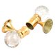 Set Of 2 Transparent Globe Crystal Curtain Pole Finials With Golden Brass Bracket