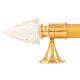 Set Of 2 Transparent Conical Crystal Curtain Pole Finials With Golden Brass Bracket