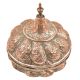 Copper Candy Bowl Repousse Flower and Vine Design  Dish With  Dome Lid