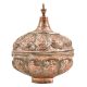 Copper Candy Bowl Repousse Flower and Vine Design  Dish With  Dome Lid