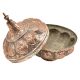 Copper Candy Bowl Repousse Flower and Vine Design  Dish With  Dome Lid