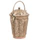 Copper Repousse Floral Bucket With Lid Finial