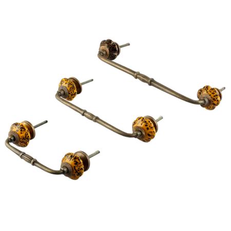 Mustard and Black Melon Glass Bridge Handle