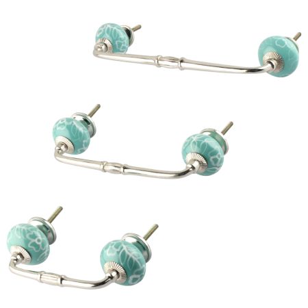 Sea Green Leaf Ceramic Bridge Handle