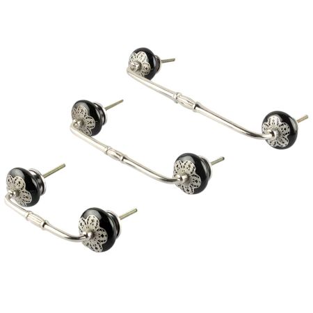 Black Strewn Flat Ceramic Bridge Handle