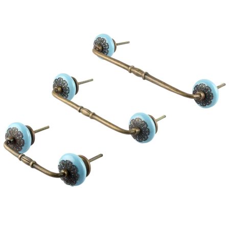 Turquoise Strewn Flat Ceramic Bridge Handle