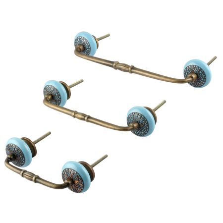 Turquoise Strewn Ceramic Bridge Handle