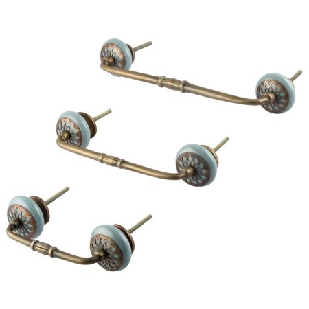 Grey Strewn Flat Ceramic Bridge Handle