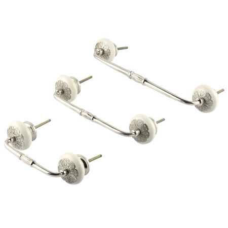 White Strewn Flat Ceramic Bridge Handle