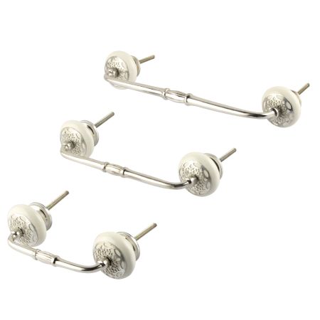 White Strewn Flat Ceramic Bridge Handle