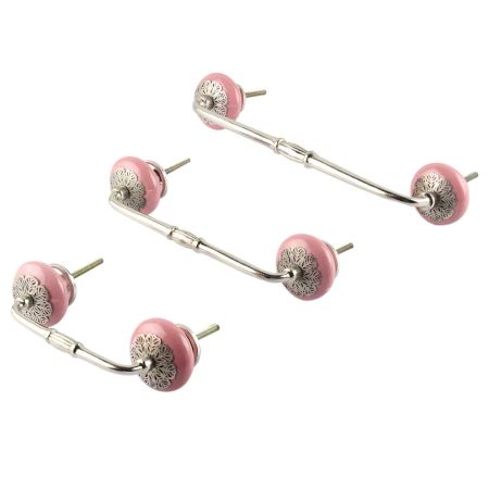 Pink Strewn Flat Ceramic Bridge Handle