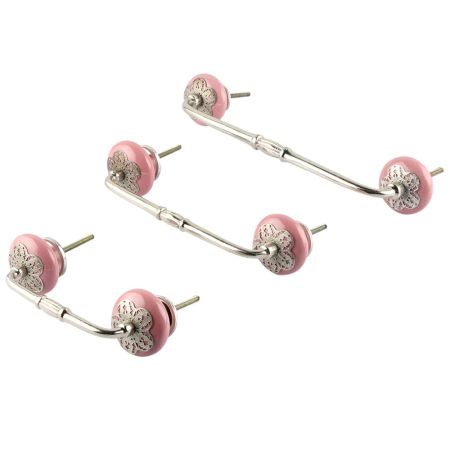 Pink Strewn Flat Ceramic Bridge Handle