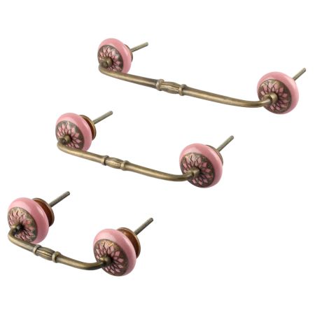 Pink Strewn Flat Ceramic Bridge Handle