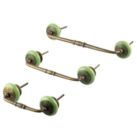 Pea Green Strewn Flat Ceramic Bridge Handle