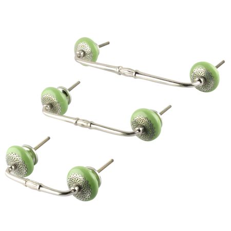 Pea Green Strewn Flat Ceramic Bridge Handle