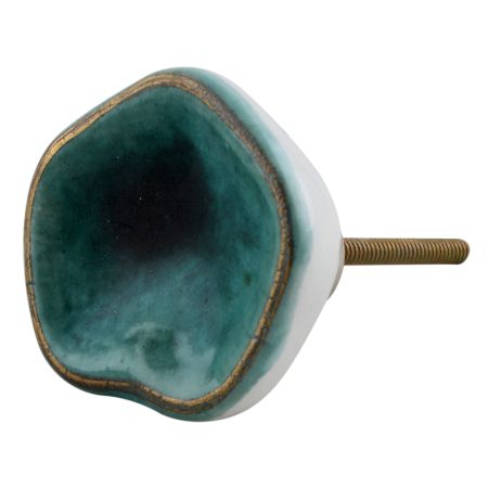 Sea Green Ceramic Dresser Knob in Silver Fitting