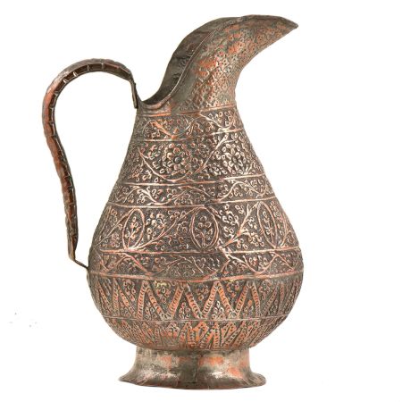 Vintage Ethnic Repousse Copper Water Pitcher Jug