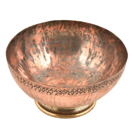 Hand Engraved Cross Pattern On Rim Copper Bowl