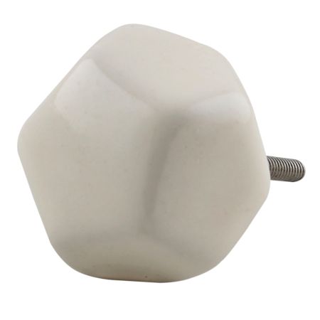 Solid Cream Octagon Ceramic Knobs Online