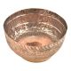 Hand Hammered Floral Design Copper Footed Bowl
