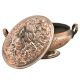 Engraved Kashmiri Copper Rice Bowl With Lid And Handles