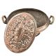 Engraved Leaf Kashmiri Copper Rice Bowl With Lid And Handles