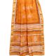 Orange Chanderi Block Print Saree With Leaf Motif With Golden Border And Bouse Piece