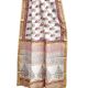 White Maroon Floral Block Print Saree With Golden Border And Blouse Piece