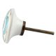 Turquoise Ceramic Floral Cabinet Knob