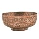 Engraved Floral Leafy Pattern Pedestal Copper Bowl