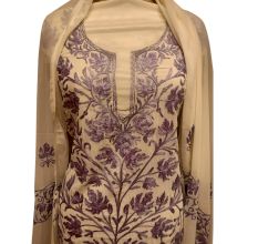 Purple Floral Embroidery Dress Fabric Georgette With Matching Dupata