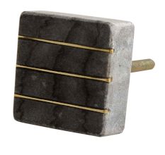 Grey Stone Square Gold Line Cabinet Knobs Online
