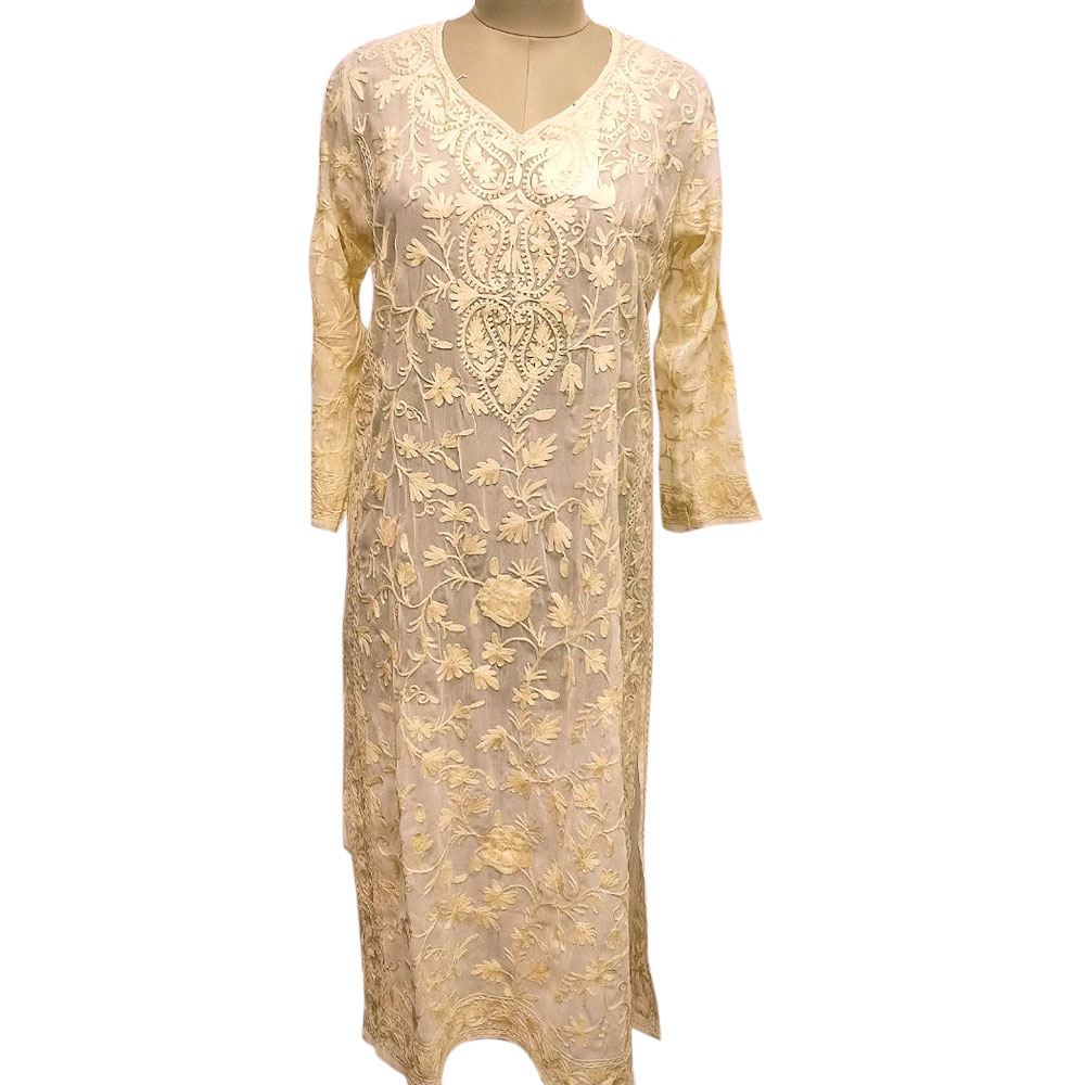 cream designer dress