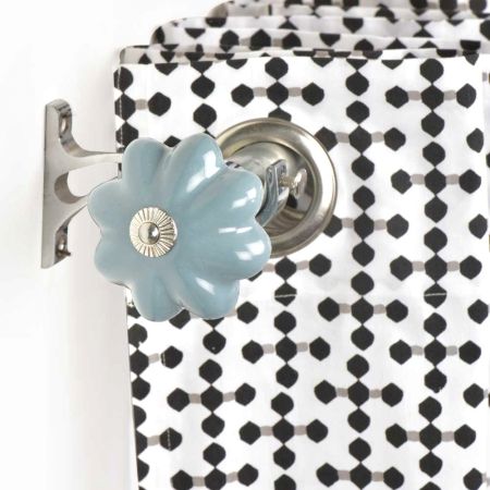 Ceramic Big Flower ShapedÂ Sky Blue Curtain Rod Finial