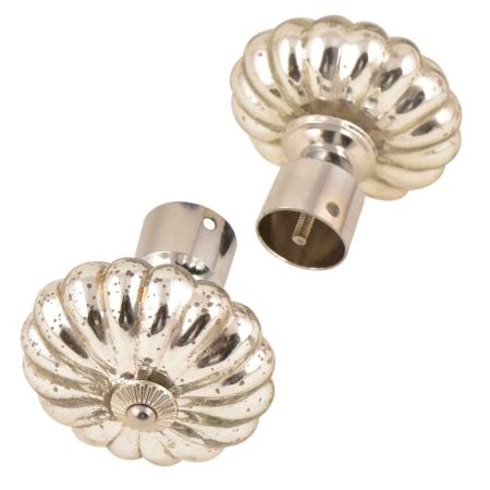 Antique Mercury Glass Big Flower Shaped Curtain Rod Finial