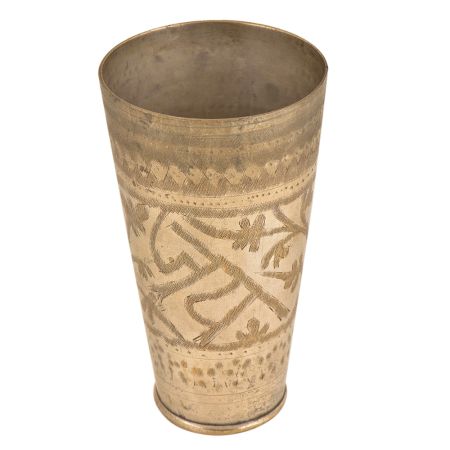 Jai Engraved Brass Tall Punjabi Lassi Glass