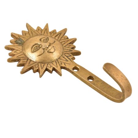 Golden Brass Sun Single Wall Hooks