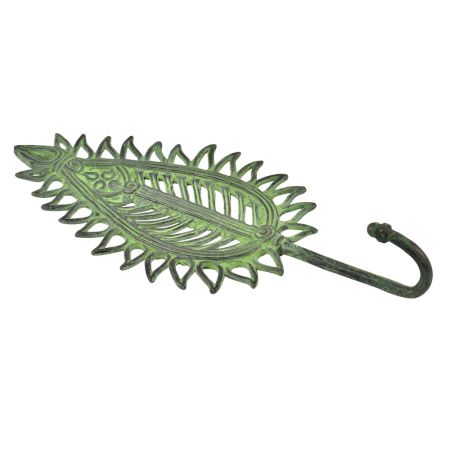 Brass leafy Flower Design Wall Hook With Patina