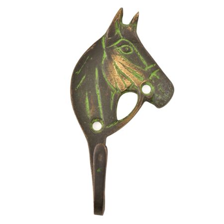 Black Brass Western Horse Wall Hooks With Patina
