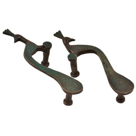 Elegant Brass Peacock Handles (set of 2)With Patina